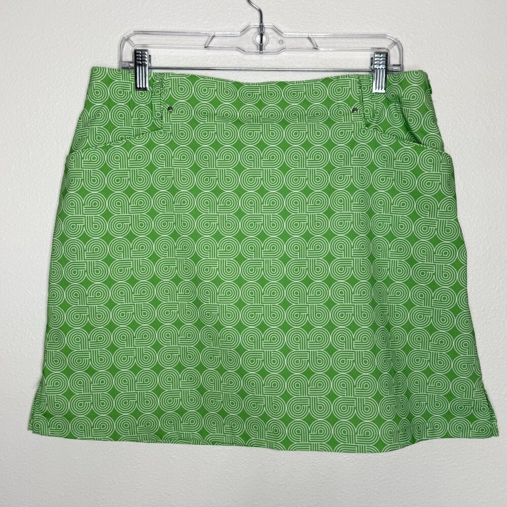 Women's NIVO Green Geometric Golf Skirt Skort Size 12 Golf Core Preppy